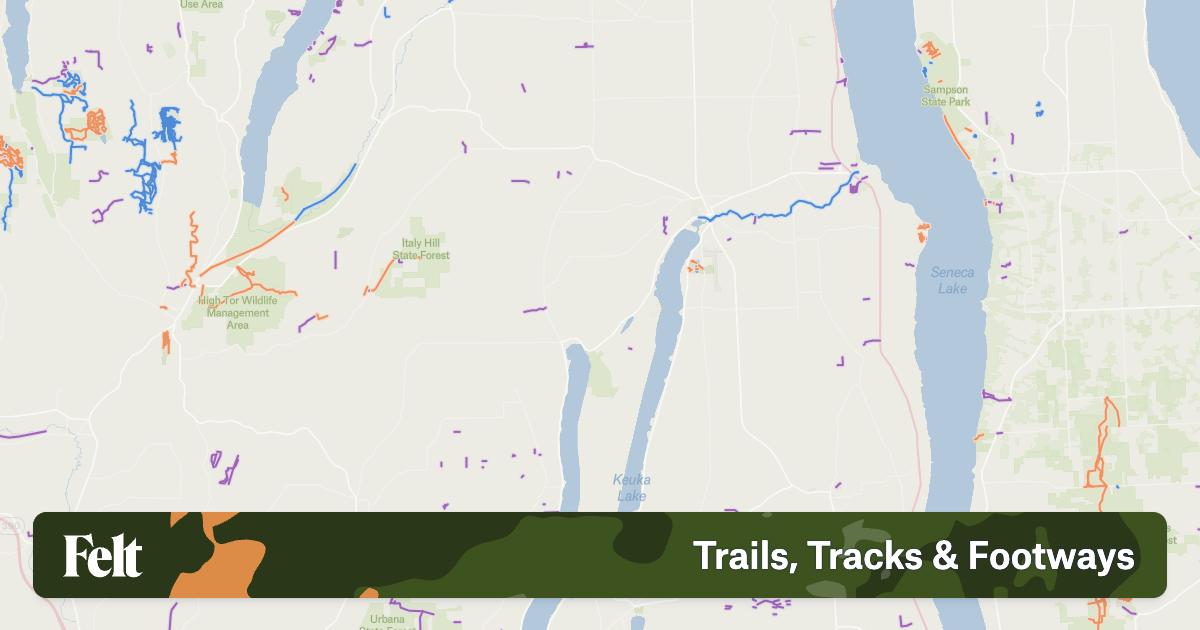 Trails, tracks & footways in Yates County, New York