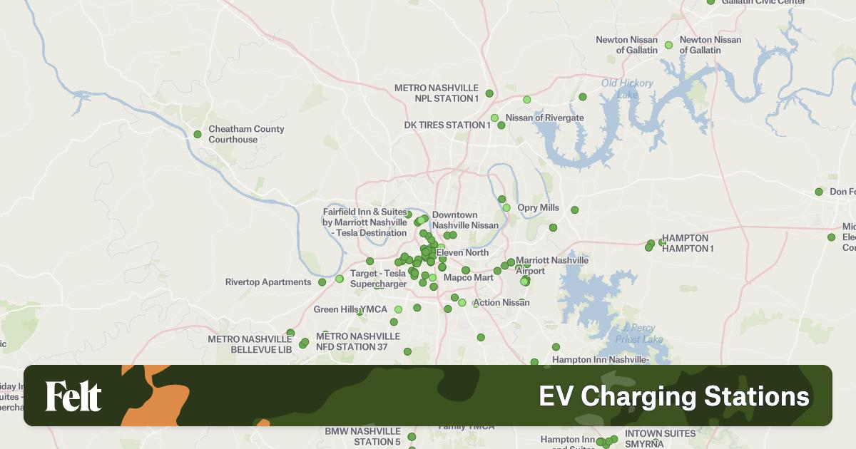 Electric Vehicle Charging Stations in the city of Nashville, Tennessee