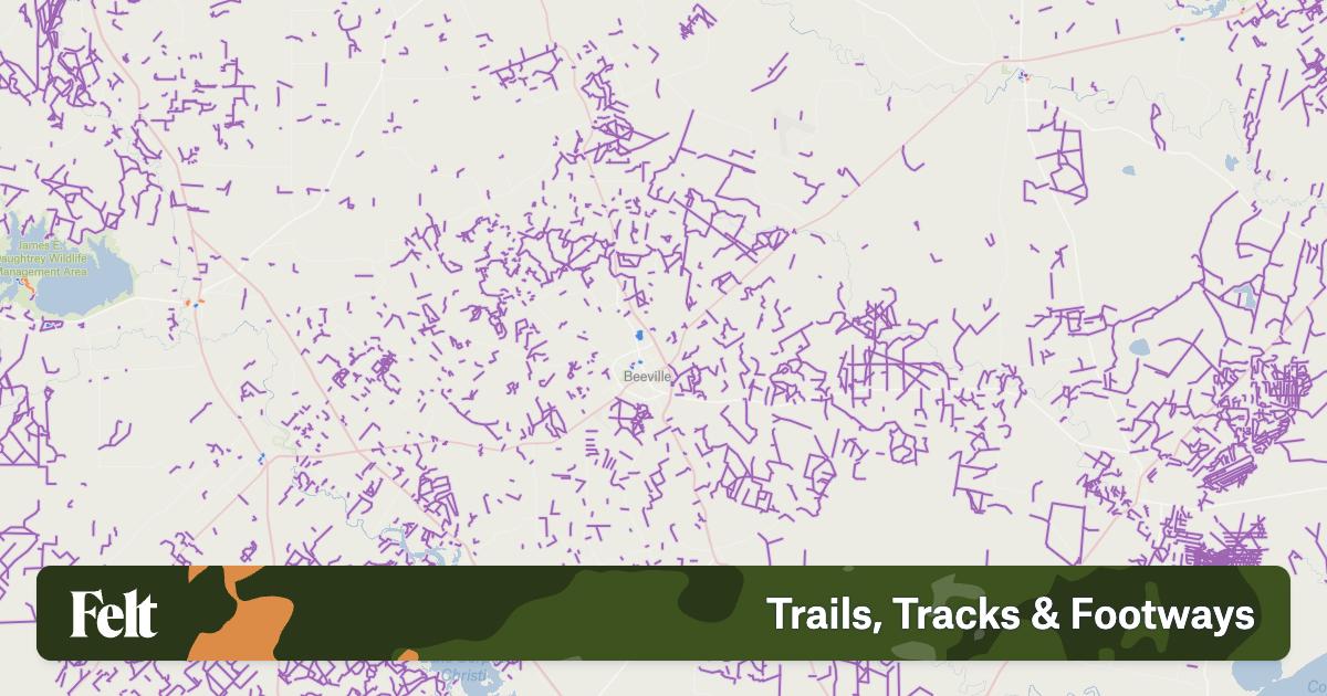 Bee County Borders Trails, tracks & footways in Bee County, Texas