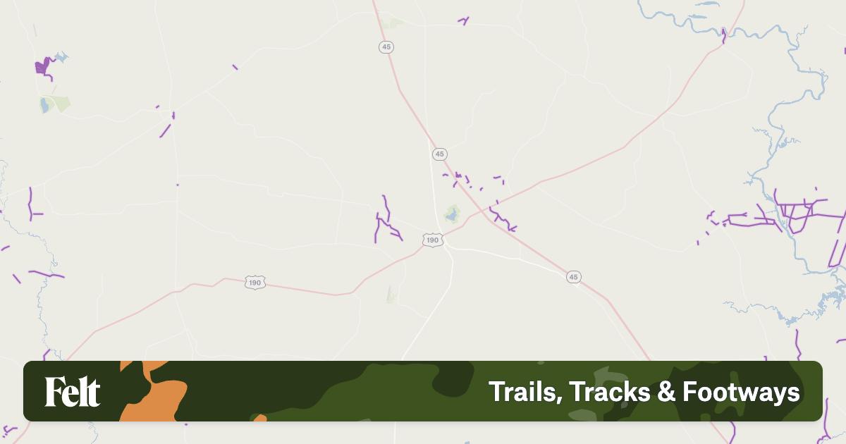 Madison Tx Trails, tracks & footways in Madison County, Texas