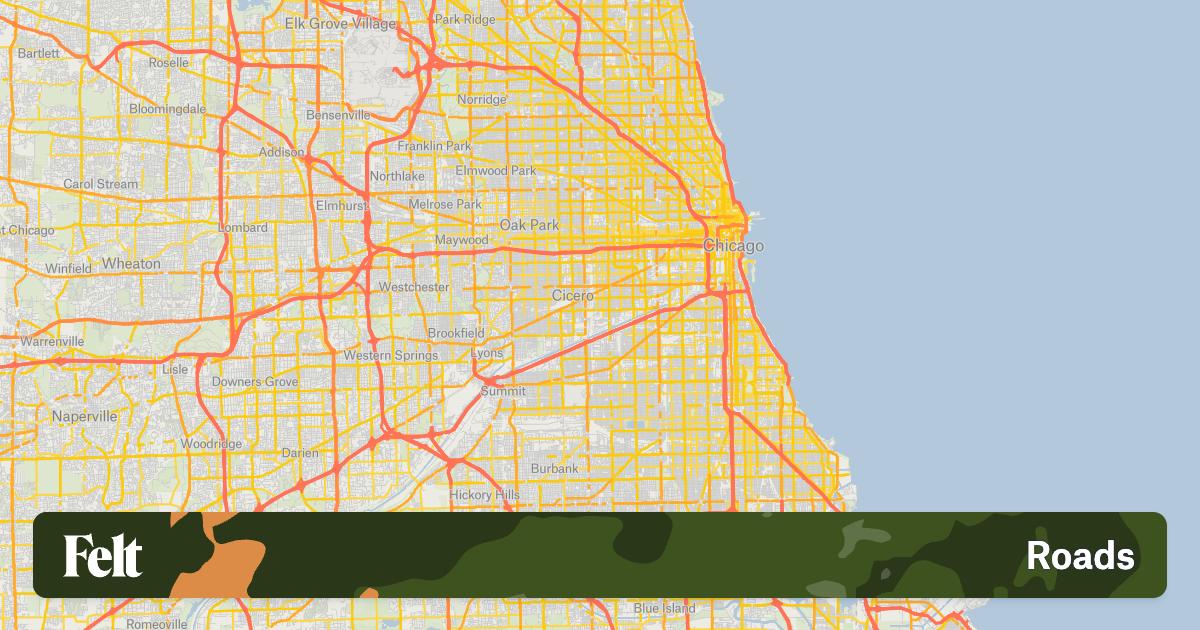 Roads in the city of Chicago, Illinois