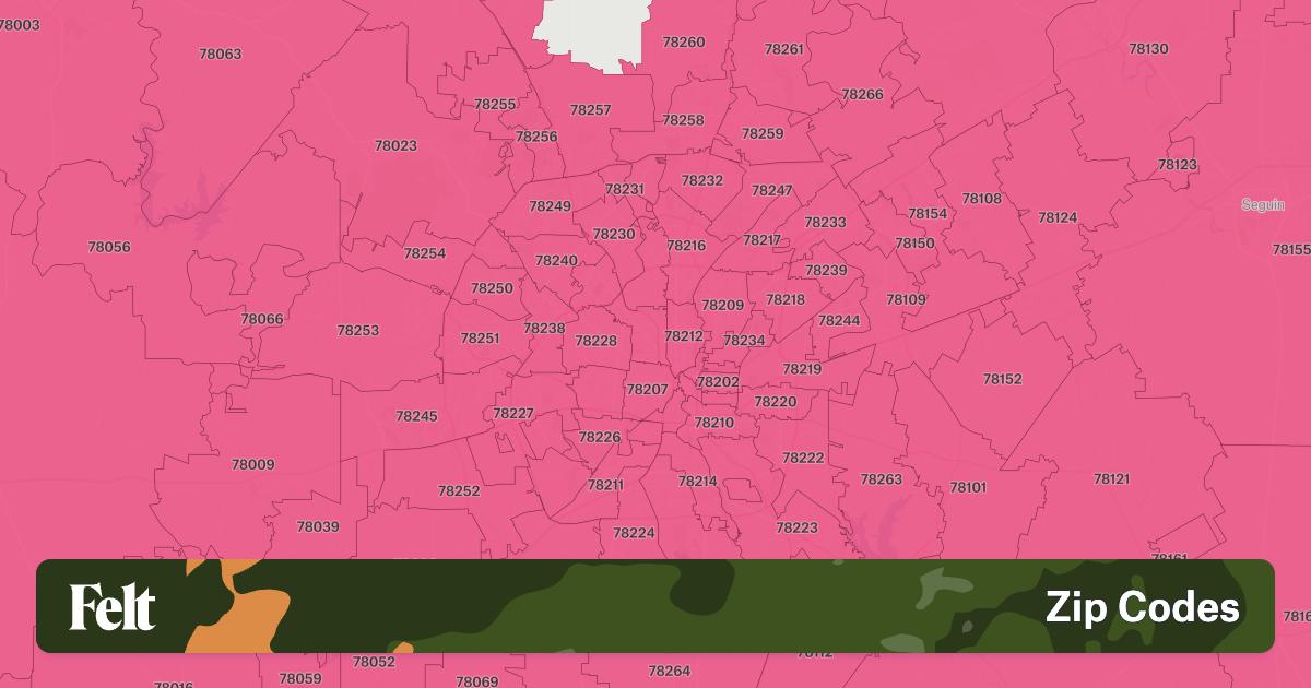 ZIP Codes in the city of San Antonio, Texas