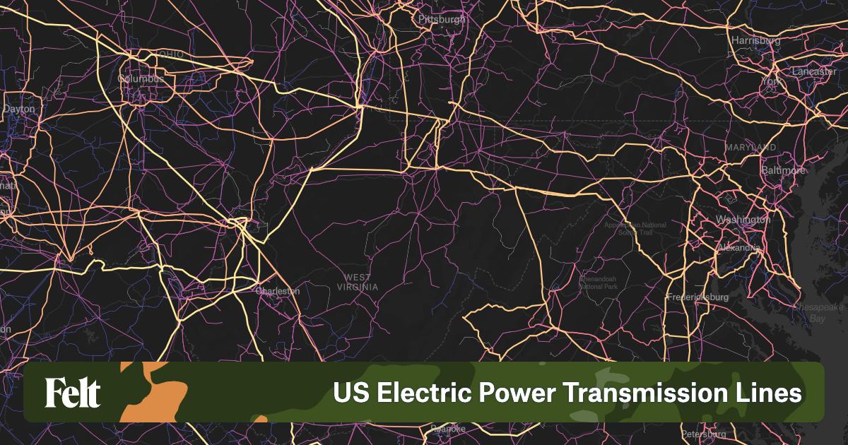US Electric Power Transmission Lines in West Virginia