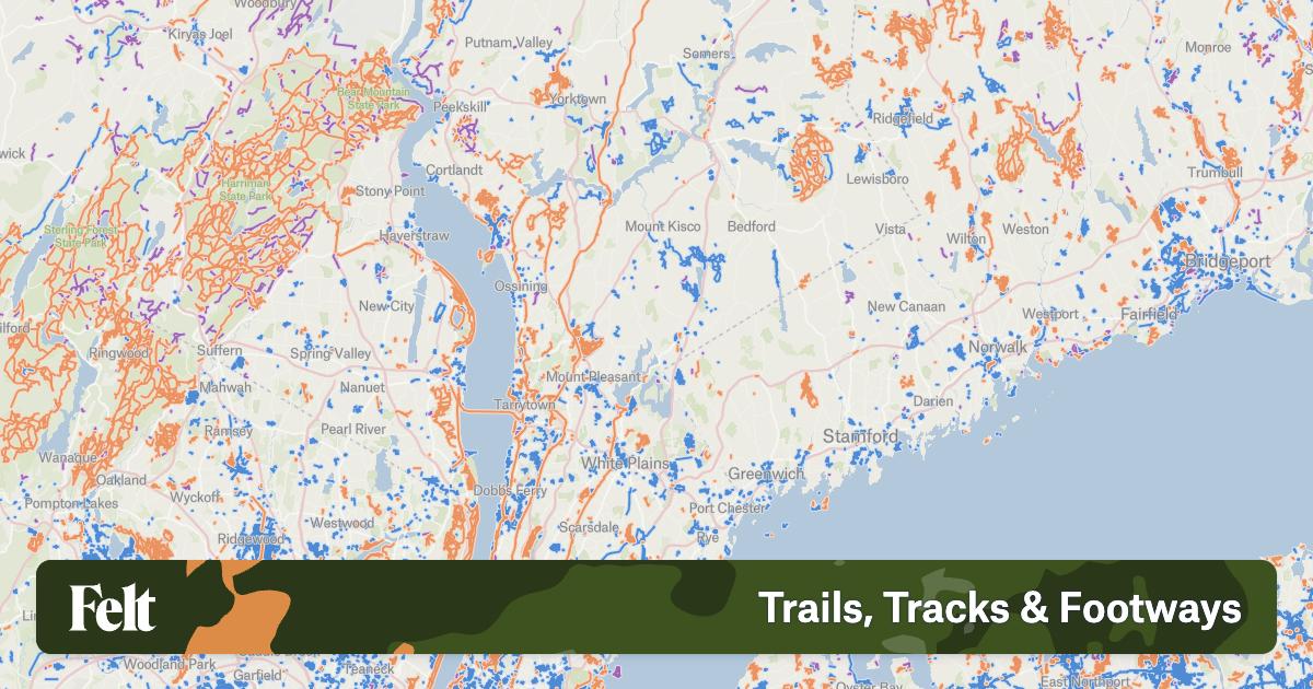 Trails, tracks & footways in Westchester County, New York