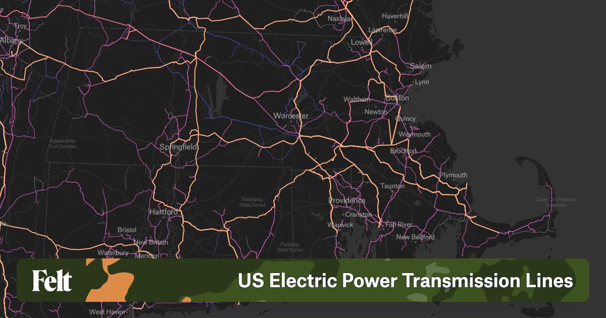 US Electric Power Transmission Lines in Massachusetts