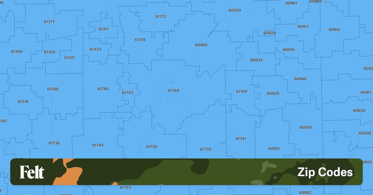 Felt Zip Code Map ZIP Codes in Livingston County, Illinois