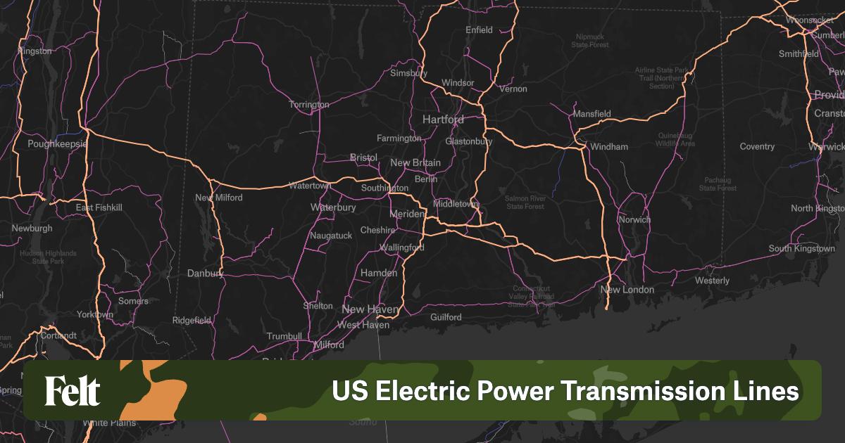 US Electric Power Transmission Lines in Connecticut
