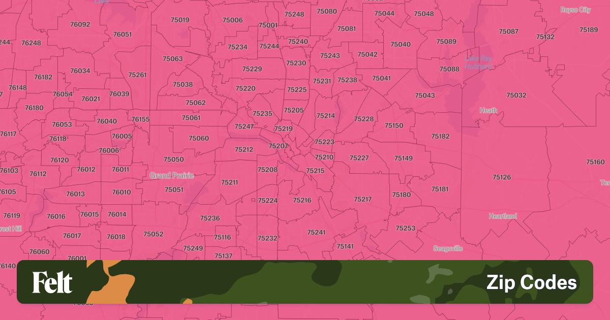 Zip Codes For Dfw ZIP Codes in Dallas County, Texas