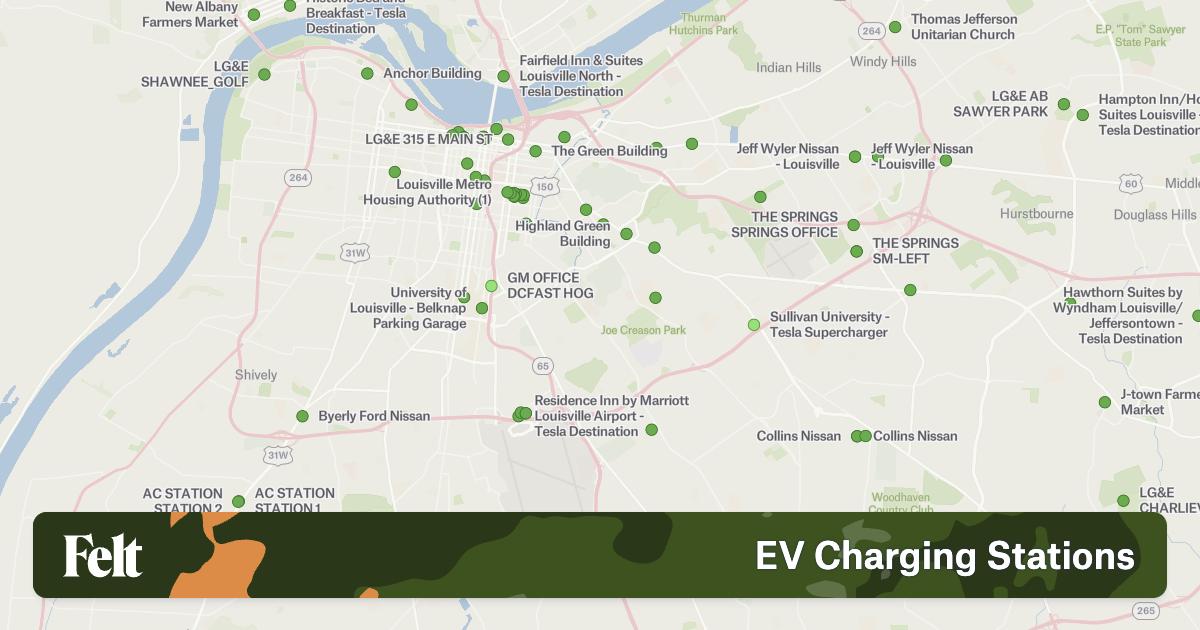 Electric Vehicle Charging Stations in the city of Louisville, Kentucky